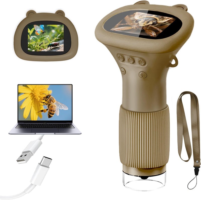 Acoath Microscope for Kids, 1000X Handheld Digital Miniscope with 2.0" Screen, Portable Pocket Microscope Education Toys Christmas Gifts for Age 3 4 5 6 7 8 9 10 Girls Boys - Image 1